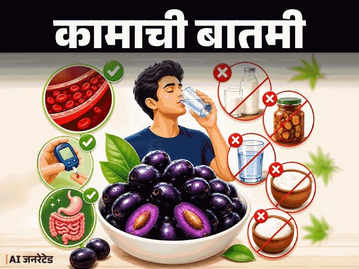 या गोष्टींसोबत जांभूळ खाऊ नका:होऊ शकते गॅस, ब्लोटिंग, पोटदुखी, जाणून घ्या याचे फायदे, खाण्याची योग्य पद्धत