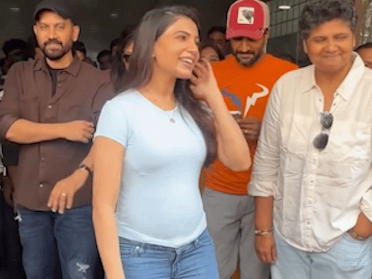 सामंथा प्रभूने शेअर केला बेबी बंपचा फोटो:लिहिले- माय सिक्स पॅक; चित्रपट निर्माता राज निदिमोरू यांच्यासोबत गेल्या वर्षी लग्न झाले होते