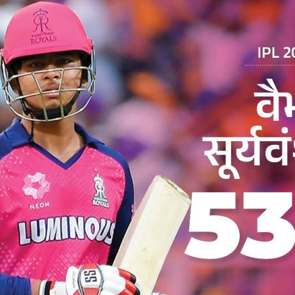 सूर्यवंशीने रसेलचा विक्रम मोडला:एका IPL हंगामात सर्वाधिक षटकार मारणारा दुसरा फलंदाज, पॉवरप्लेमध्ये 426 धावा; रेकॉर्डस्