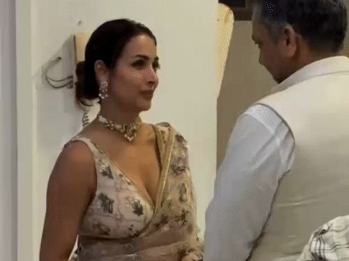 पापाराझींवर भडकली मलायका अरोरा:कोणाशीतरी बोलत होती; जास्त जवळ आल्यावर म्हणाली- बाबा, तुम्ही इकडे या