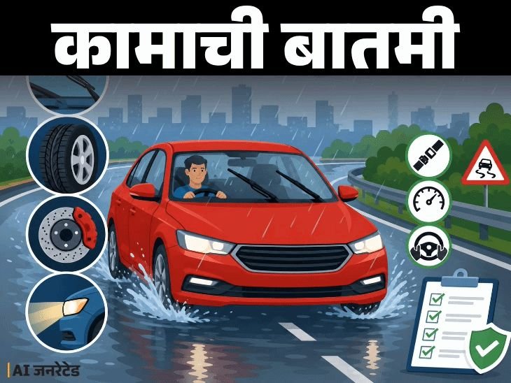 पावसाळ्यात ड्रायव्हिंग धोकादायक:गाडीचे हे भाग आधी तपासा, सुरक्षेचे 15 नियम लक्षात ठेवा, 12 चुका करू नका