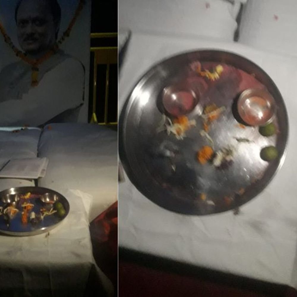 पूजेच्या ताटात 2 लिंबांना टाचण्या!:अमोल मिटकरींचा खळबळजनक दावा; अजित पवारांच्या प्रतिमेजवळील प्रकार
